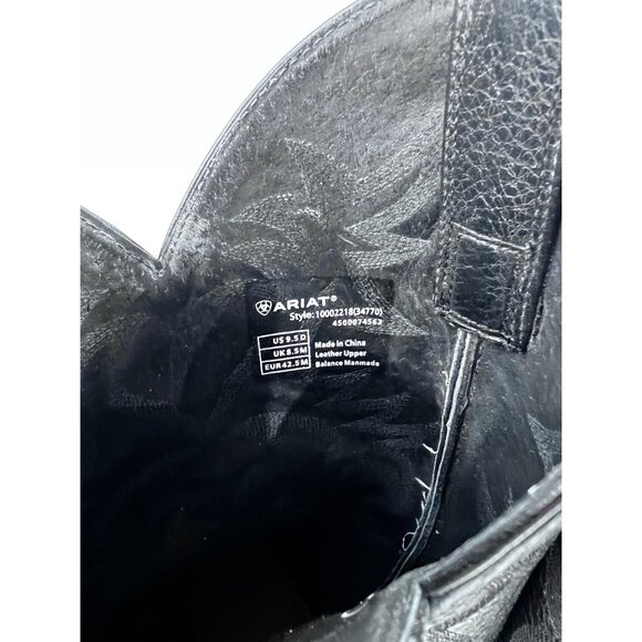 Ariat Men’s Black Leather Cowboy Boots Size 9.5 Western Style - Picture 4 of 10